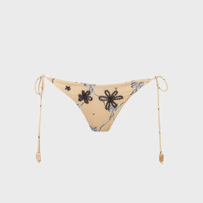Siedres Rom Tie-Detailed Low-Rise Bikini Brief - Yellow made by Siedres