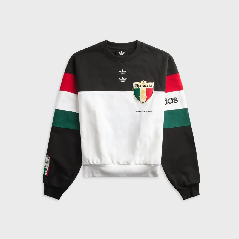 adidas x Willy Chavarria Fleece Crewneck Sweatshirt - Black / White made by Adidas