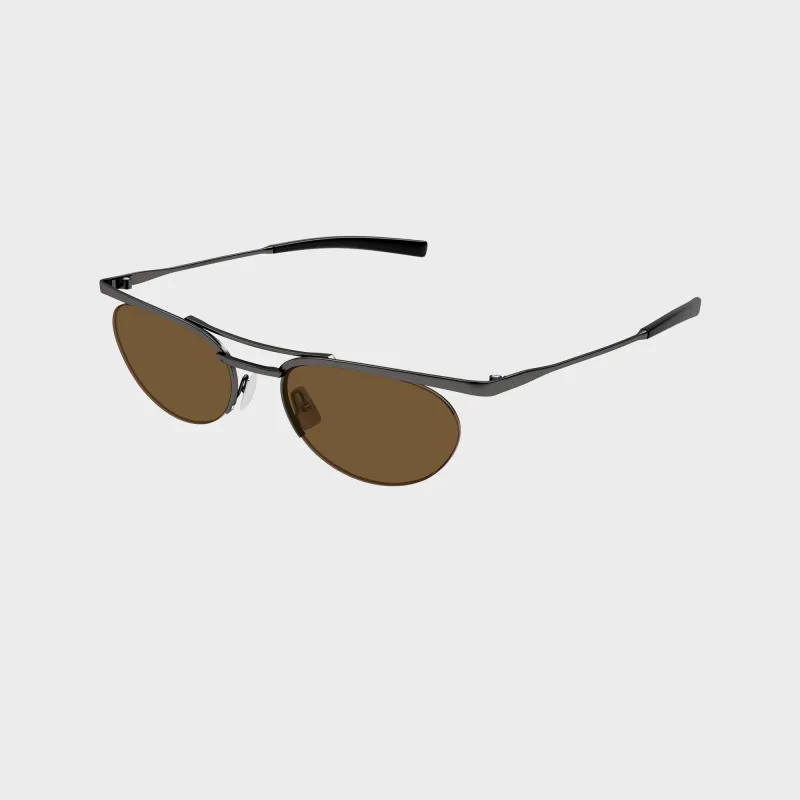 Saint Laurent SL862 Oval Sunglasses - Ruthenium / Brown made by Yves Saint Laurent