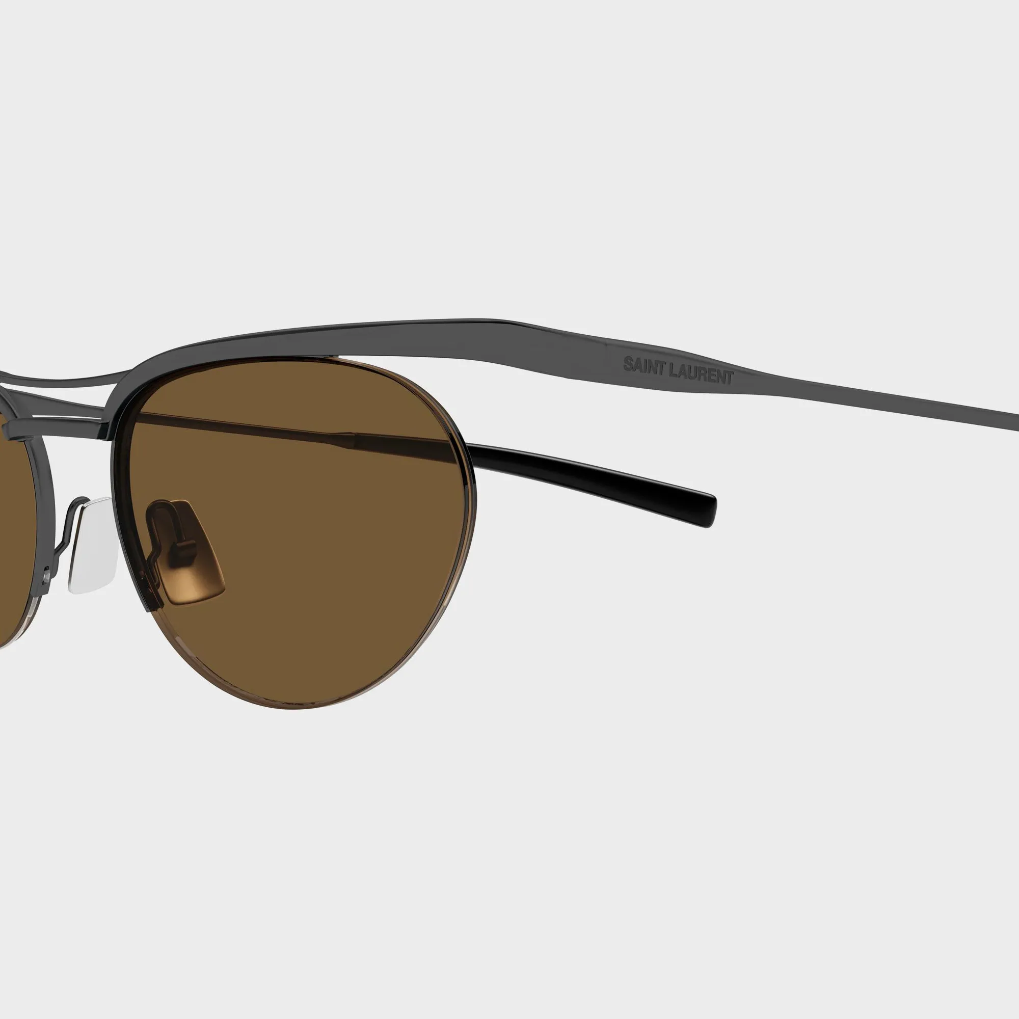 Saint Laurent SL862 Oval Sunglasses - Ruthenium / Brown sold by Kith product image thumbnail 3