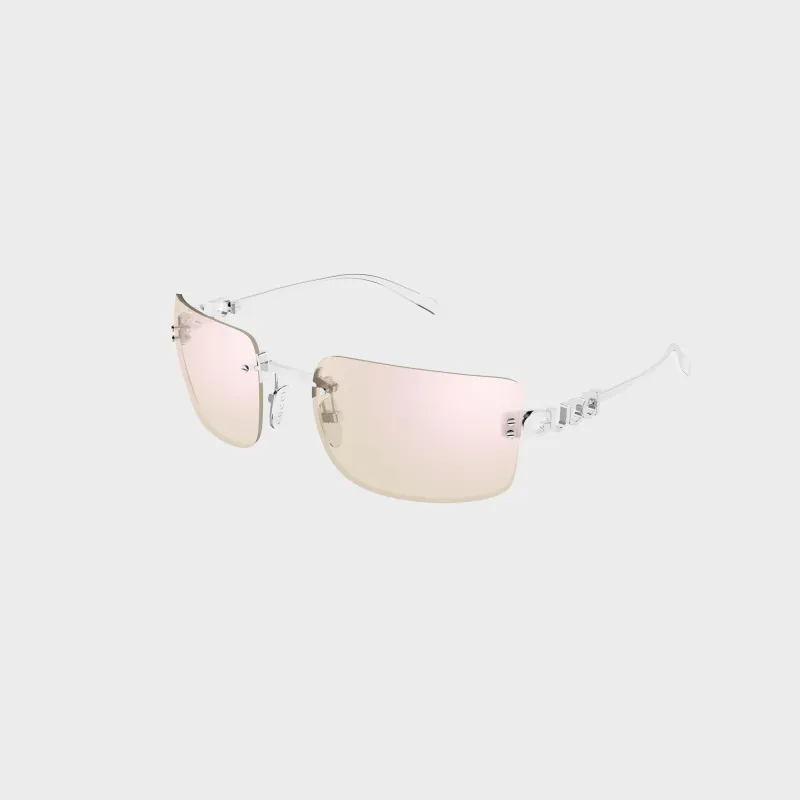 Gucci Women GG2038S Metal Rectangle Sunglasses - Silver / Transparent made by Gucci