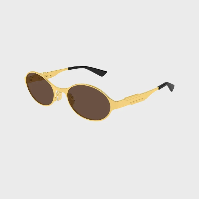 Bottega Veneta Dash Oval Sunglasses - Gold / Brown made by Bottega Veneta