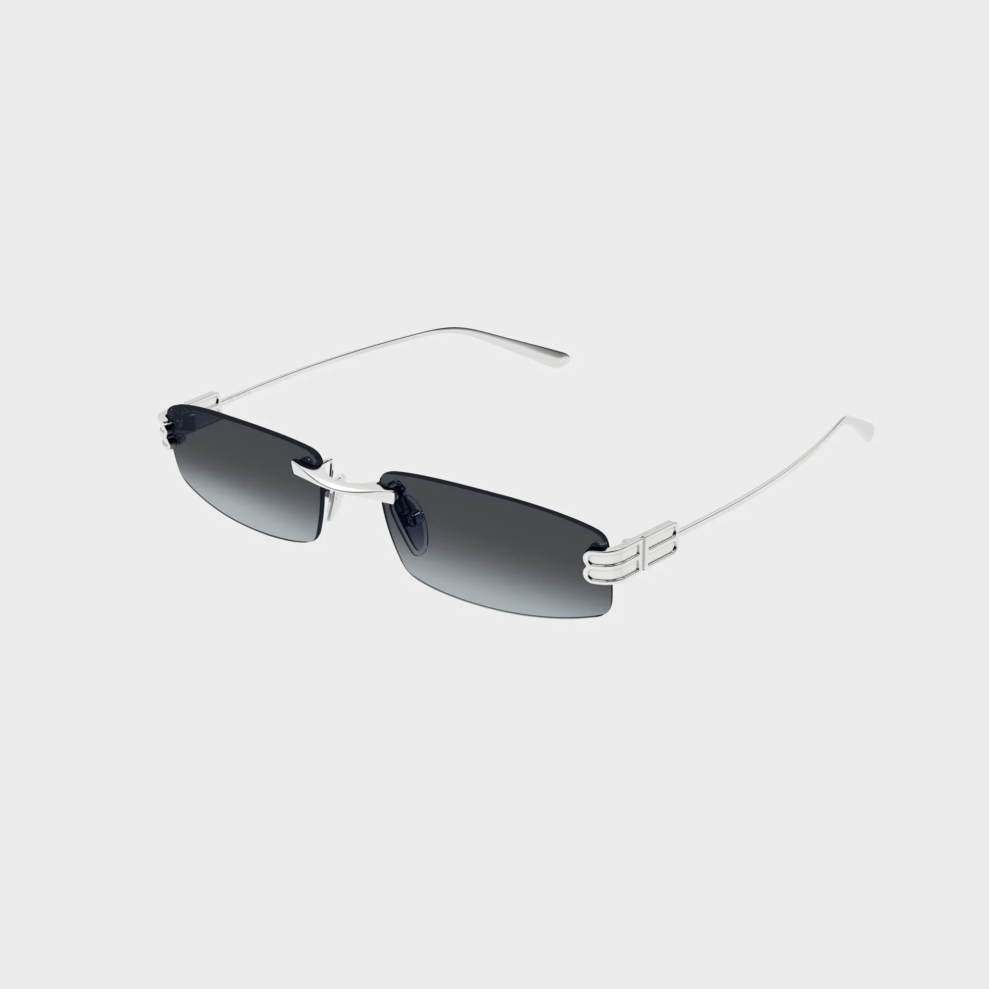 Balenciaga BB0488S Rectangle Sunglasses - Silver / Smoke sold by Kith