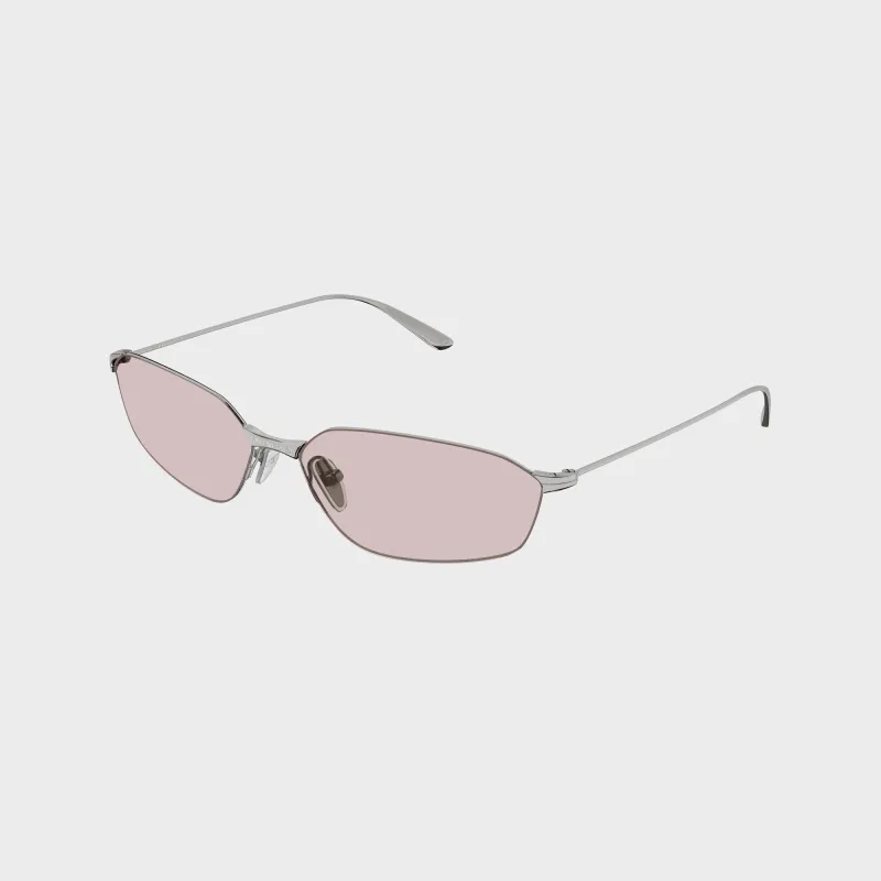 Balenciaga BB0412S Metal Rectangle Sunglasses - Ruthenium / Pink made by Balenciaga