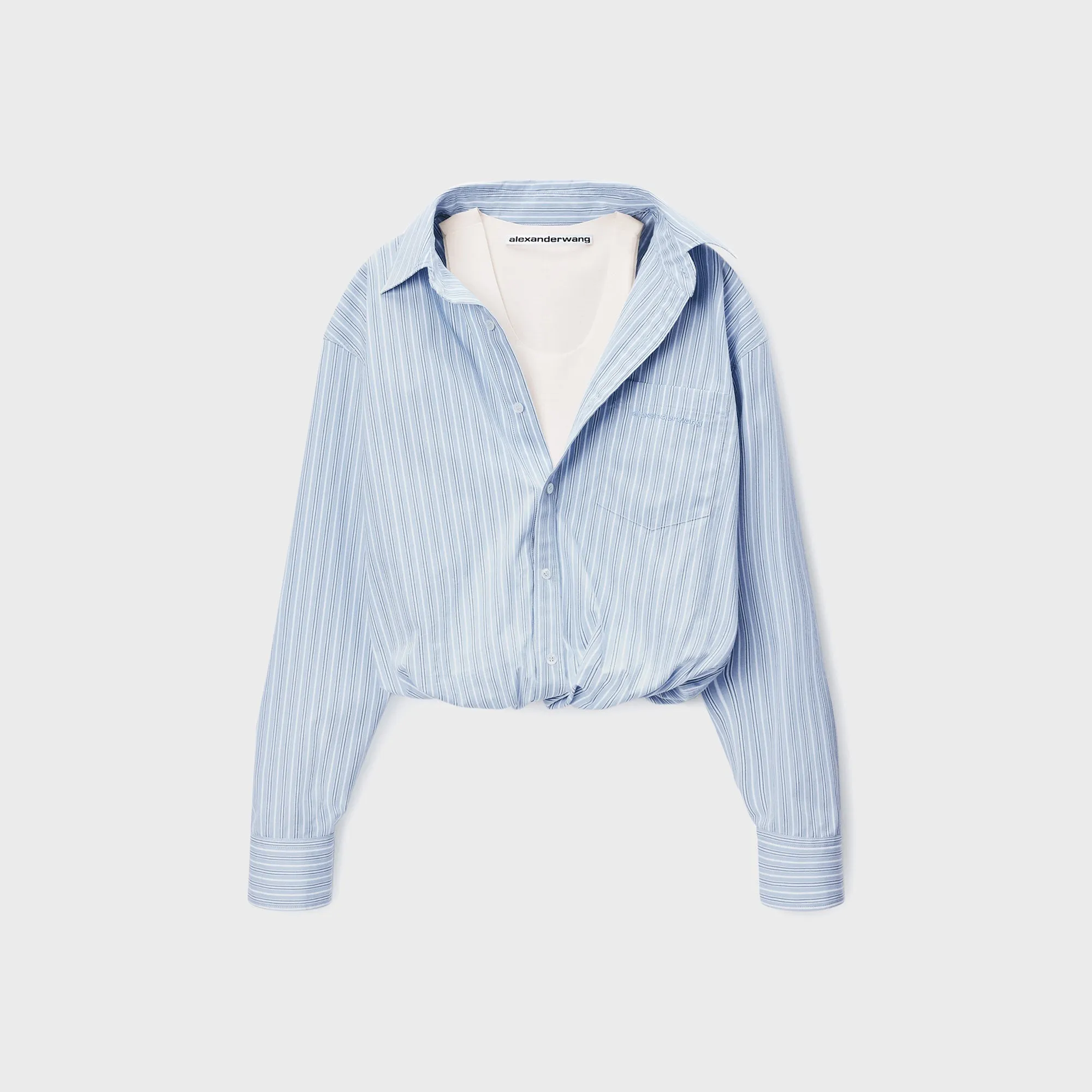 Alexander Wang Gathered Striped Shirt With Layered Tank - Light Blue Stripe sold by Kith