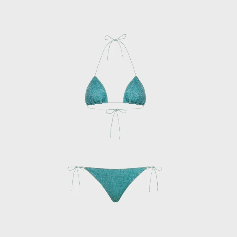 Oseree Lumiere Two Piece Lurex Bikini Set - Sea Turquoise made by Oséree