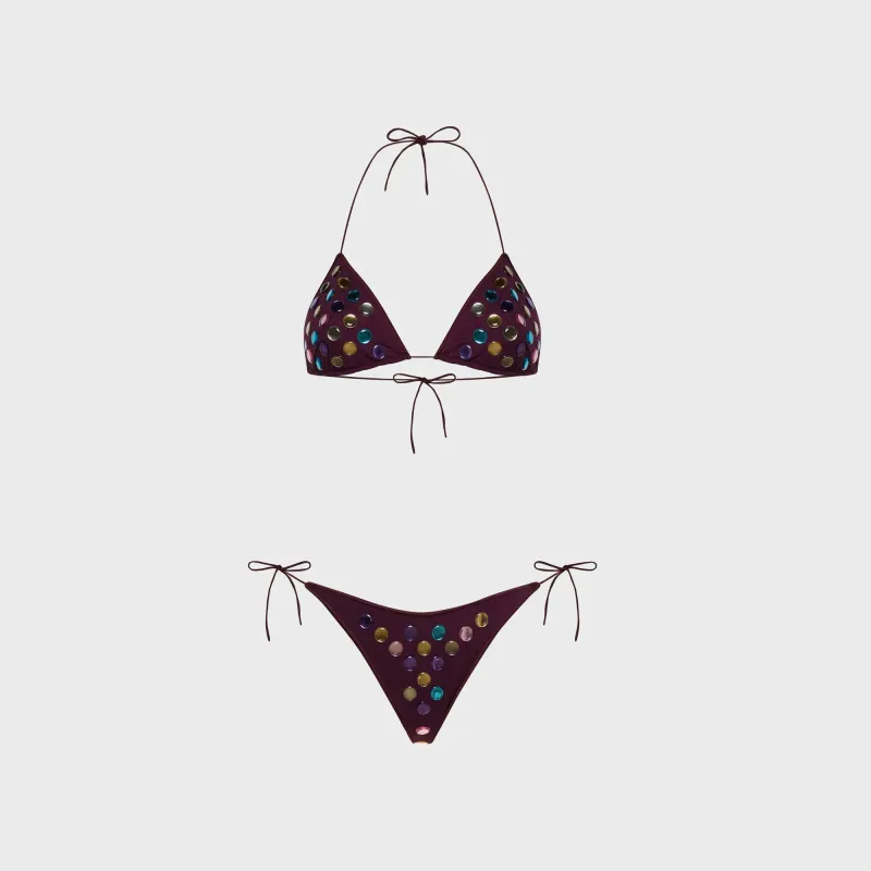 Oseree Bubble Kini Mesh Bikini Set - Plum made by Oséree