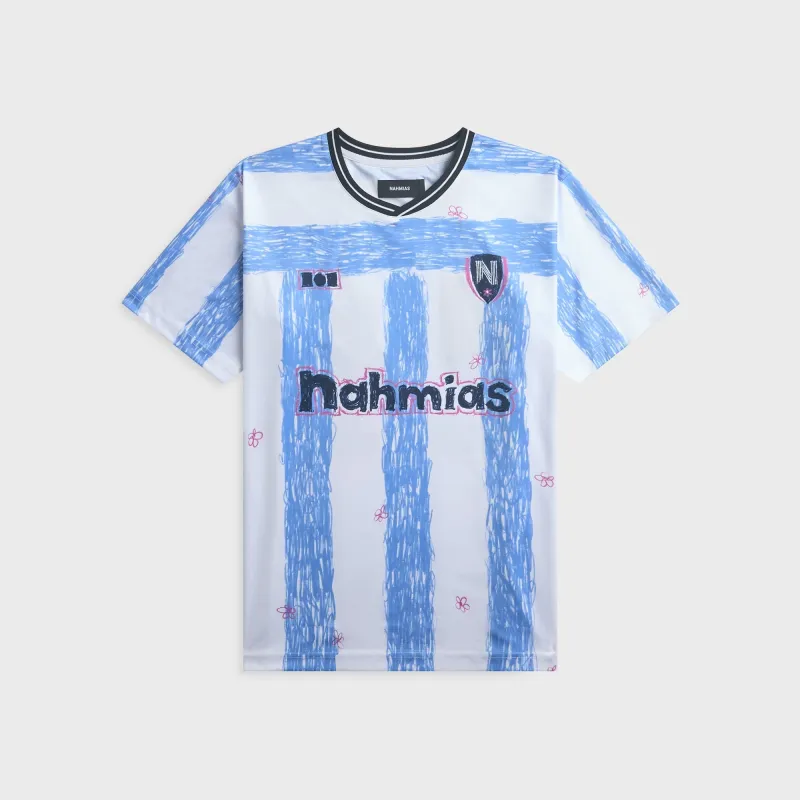 NAHMIAS Scribble Soccer Jersey - Blue Iris made by Nahmias