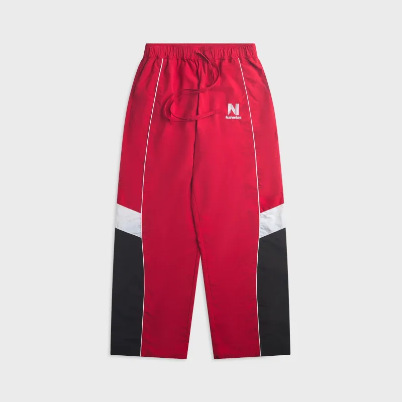 NAHMIAS Baggy Fit Color-Blocked Warm Up Track Pant - Red Nylon made by Nahmias