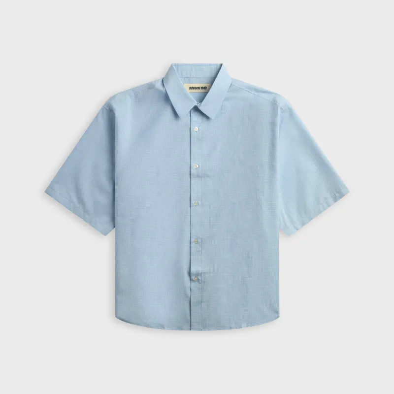 Metalwood Micro Grid Oversized Button Up Shirt - Sky made by Metalwood Studios
