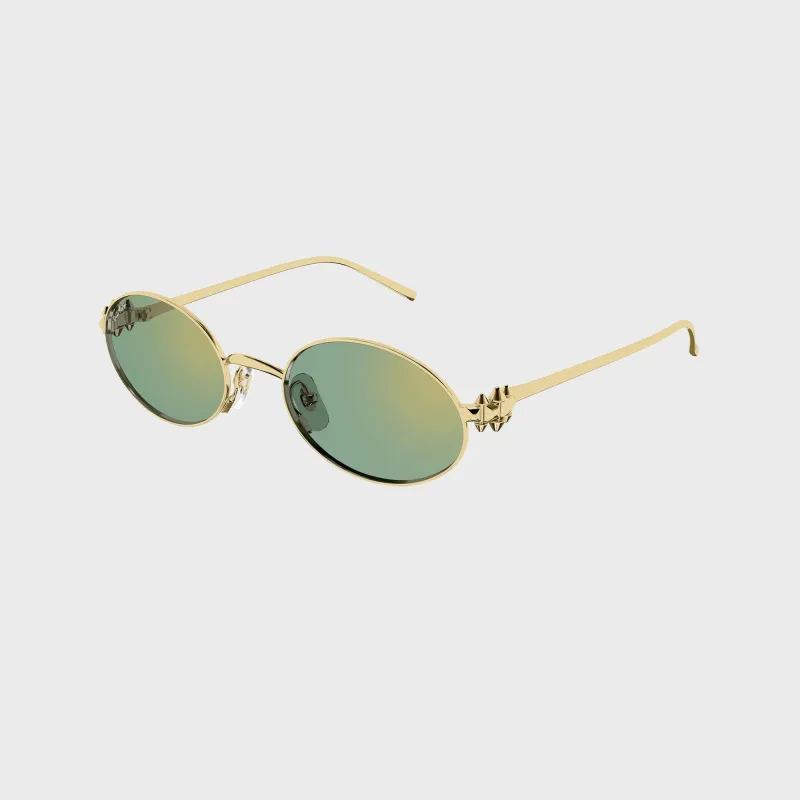 Cartier Clash CT0644S 004 Sunglasses - Gold / Green made by Cartier