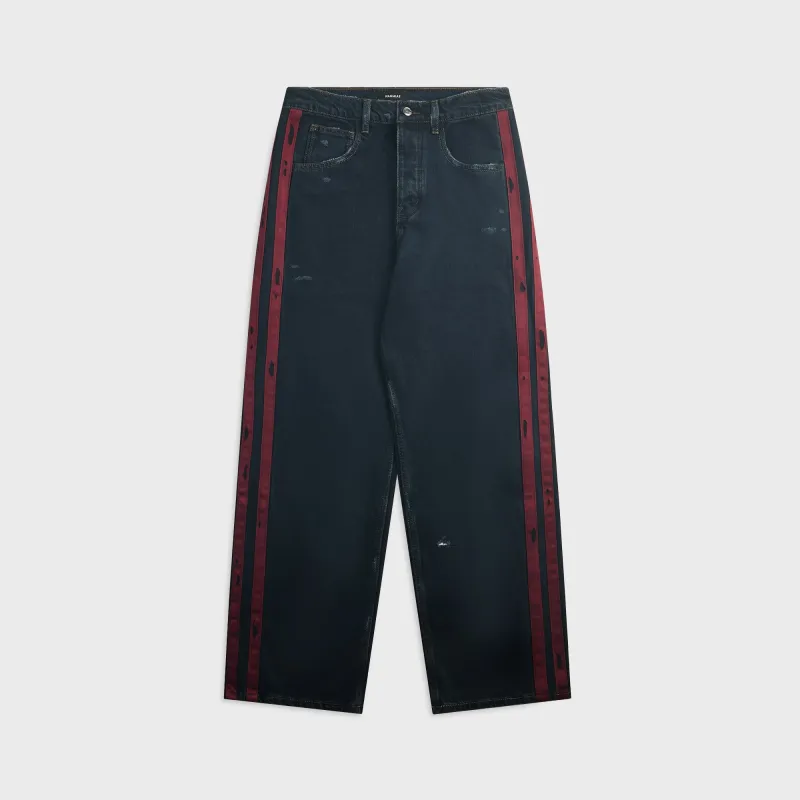 NAHMIAS Baggy Fit Destroyed Denim Track Jean - Dark indigo Wash Denim made by Nahmias