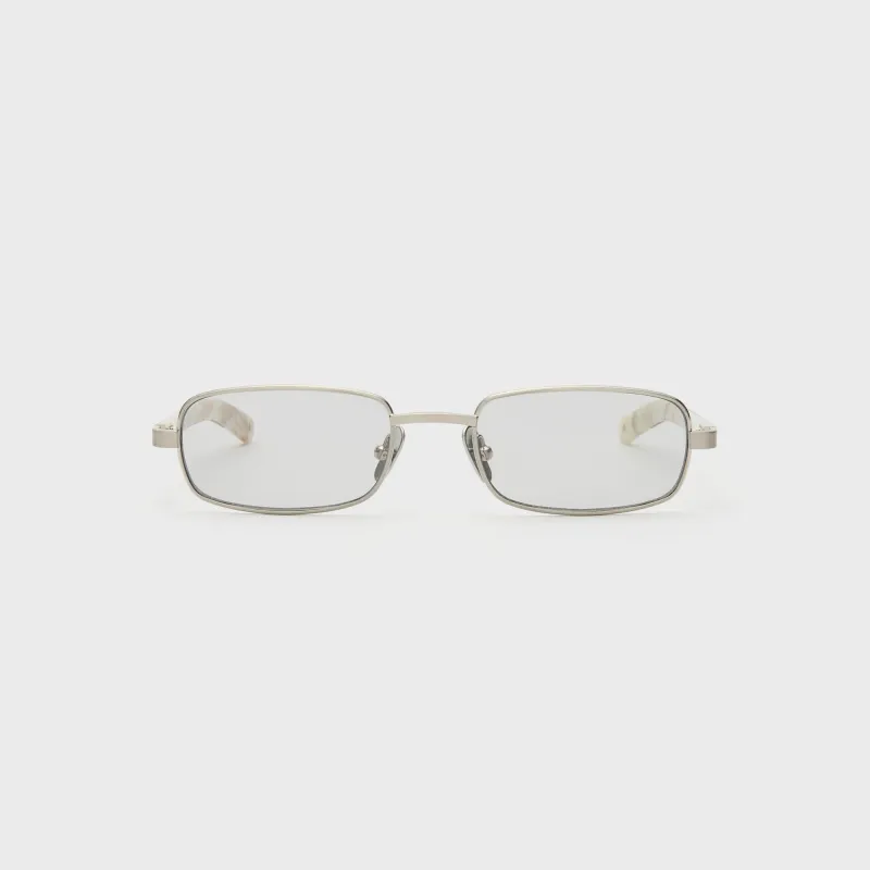 Flatlist Sting Sunglasses - Brushed Silver / Carrara Fantasy / Light Grey made by Kith