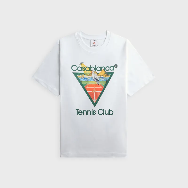 Casablanca Tennis Club Icon Pyramid Abduction Short Sleeve Tee - White made by Casablanca