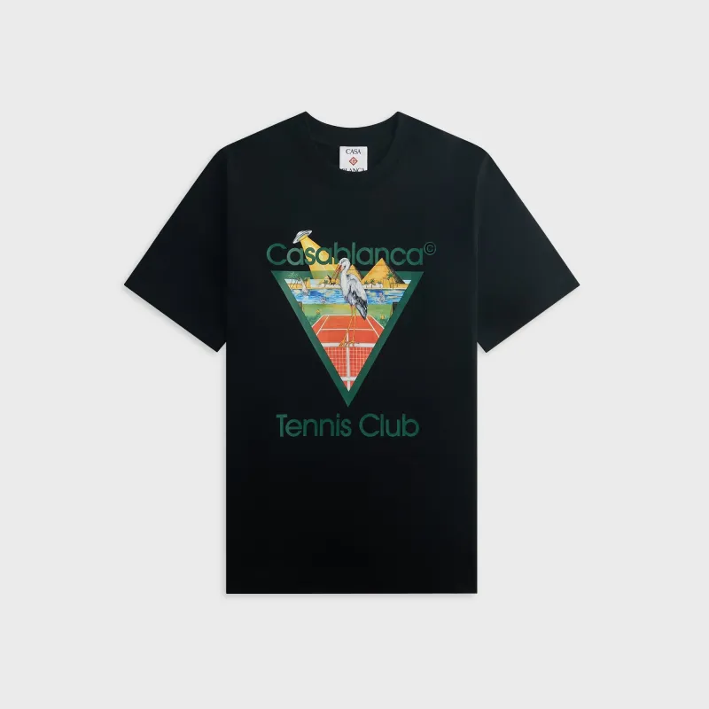 Casablanca Tennis Club Icon Pyramid Abduction Short Sleeve Tee - Black made by Casablanca