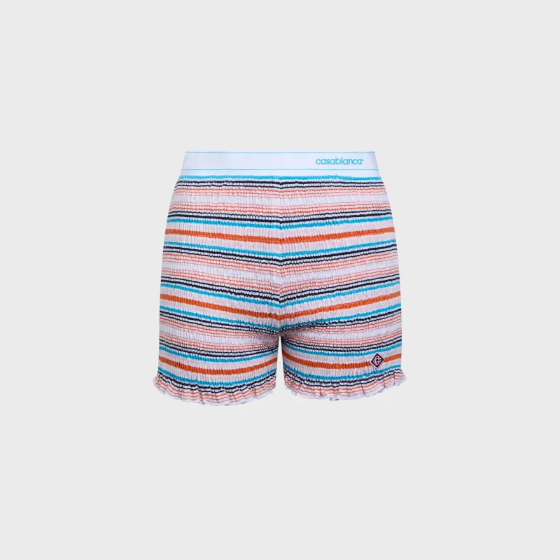 Casablanca Striped Shirred Short - Multi Stripe made by Casablanca