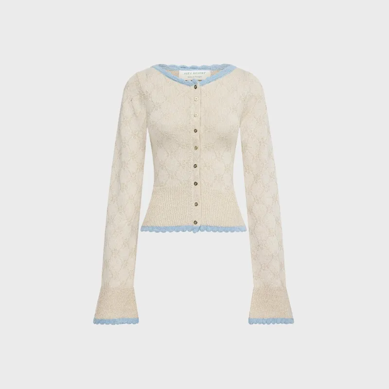 Asta Resort Franca Long Sleeve Cardigan - Oyster / Sea Mist made by Asta Resort