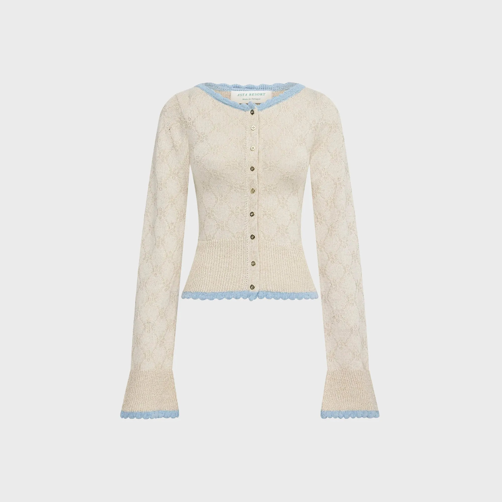 Asta Resort Franca Long Sleeve Cardigan - Oyster / Sea Mist sold by Kith