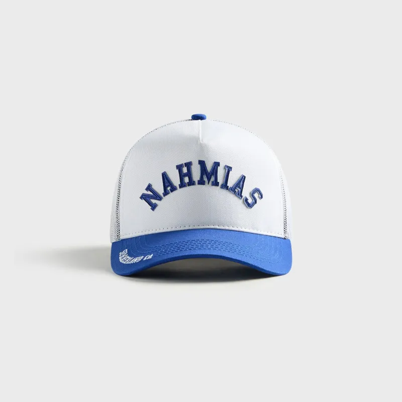 NAHMIAS Summerland Brim Trucker Hat - White / Blue made by Nahmias