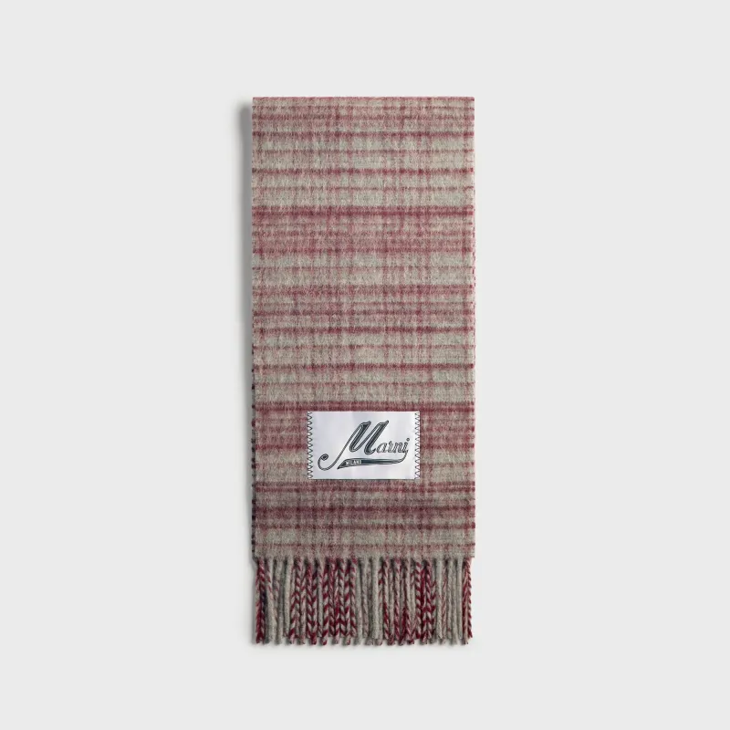 Marni Red Checked Wool Mohair Scarf - Brandy made by Marni