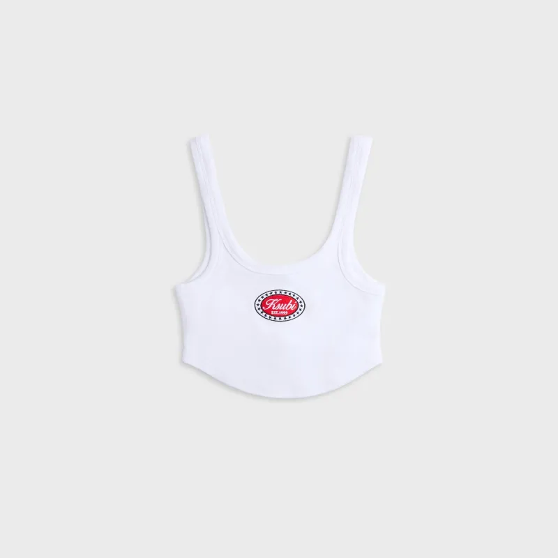 Ksubi Badge Chloe Crop Tank Top - White made by Ksubi