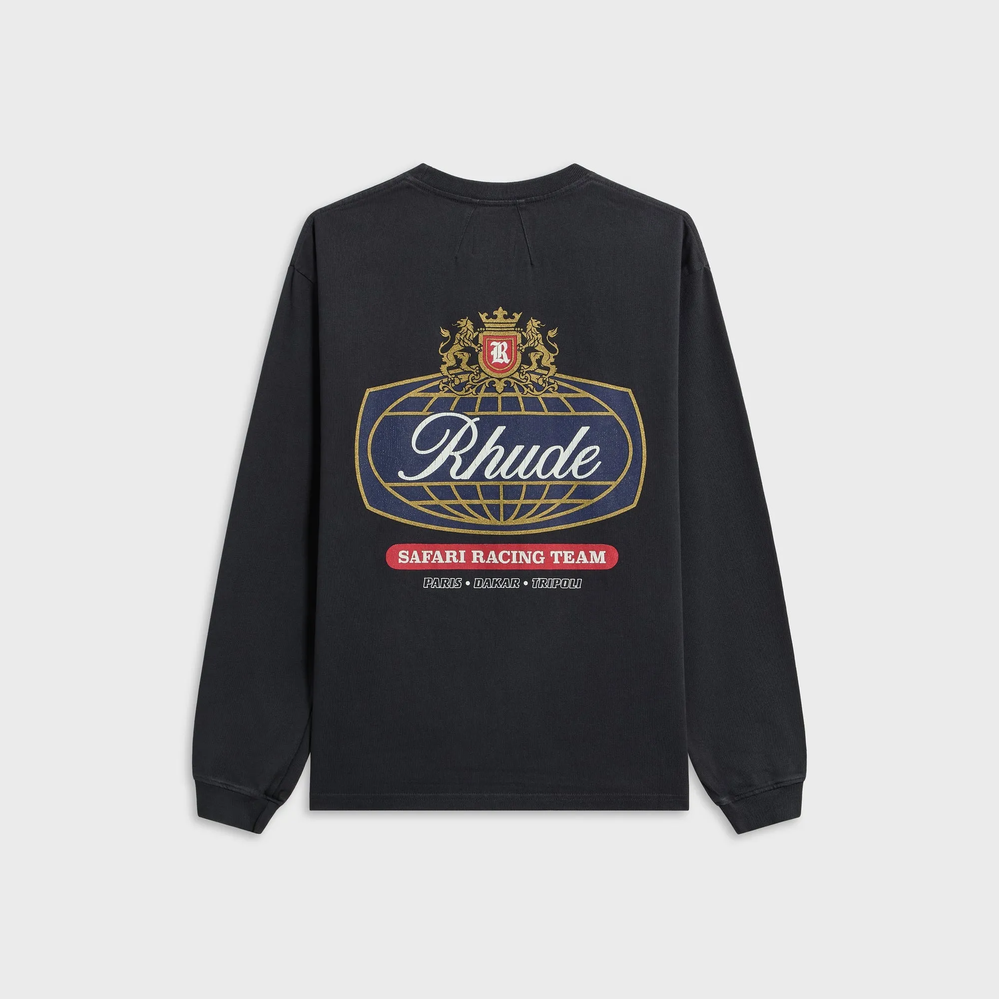 Rhude Safari Crest Long Sleeve Tee - Vintage Black / Blue / Red sold by Kith product image thumbnail 2