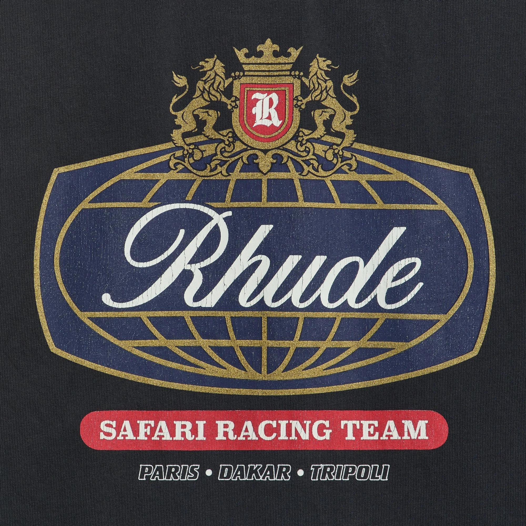Rhude Safari Crest Long Sleeve Tee - Vintage Black / Blue / Red sold by Kith product image thumbnail 3
