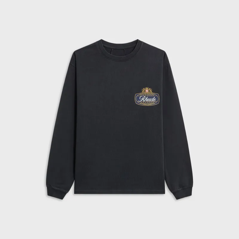 Rhude Safari Crest Long Sleeve Tee - Vintage Black / Blue / Red made by Rhude