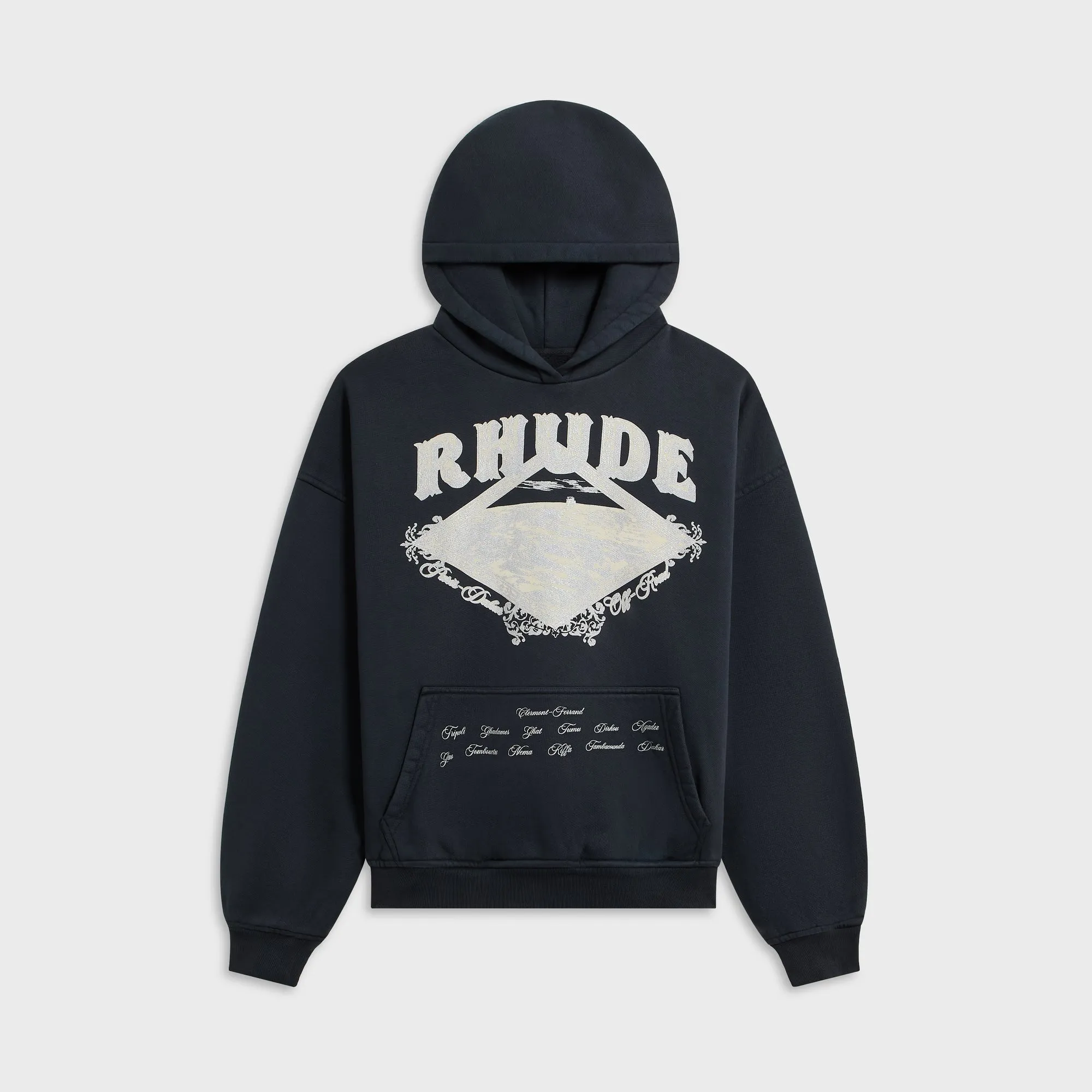 Rhude Dakar Convoy Hoodie - Vintage Black / Silver sold by Kith