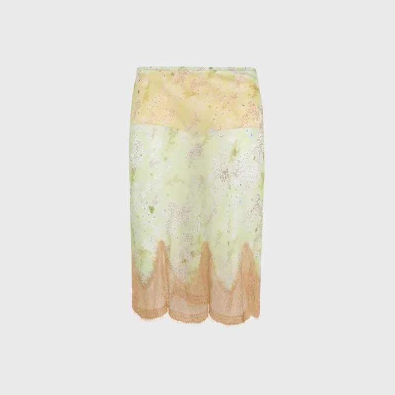 Siedres Colette Printed Chiffon Lace Hem Midi Skirt - Multi made by Siedres