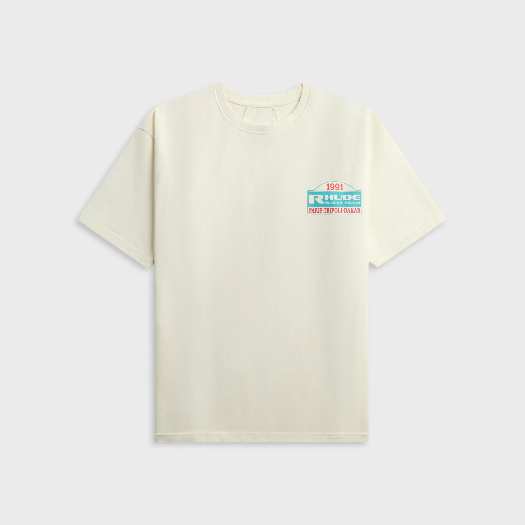 Rhude Tripoli Rally Team Tee - Vintage White / Yellow sold by Kith