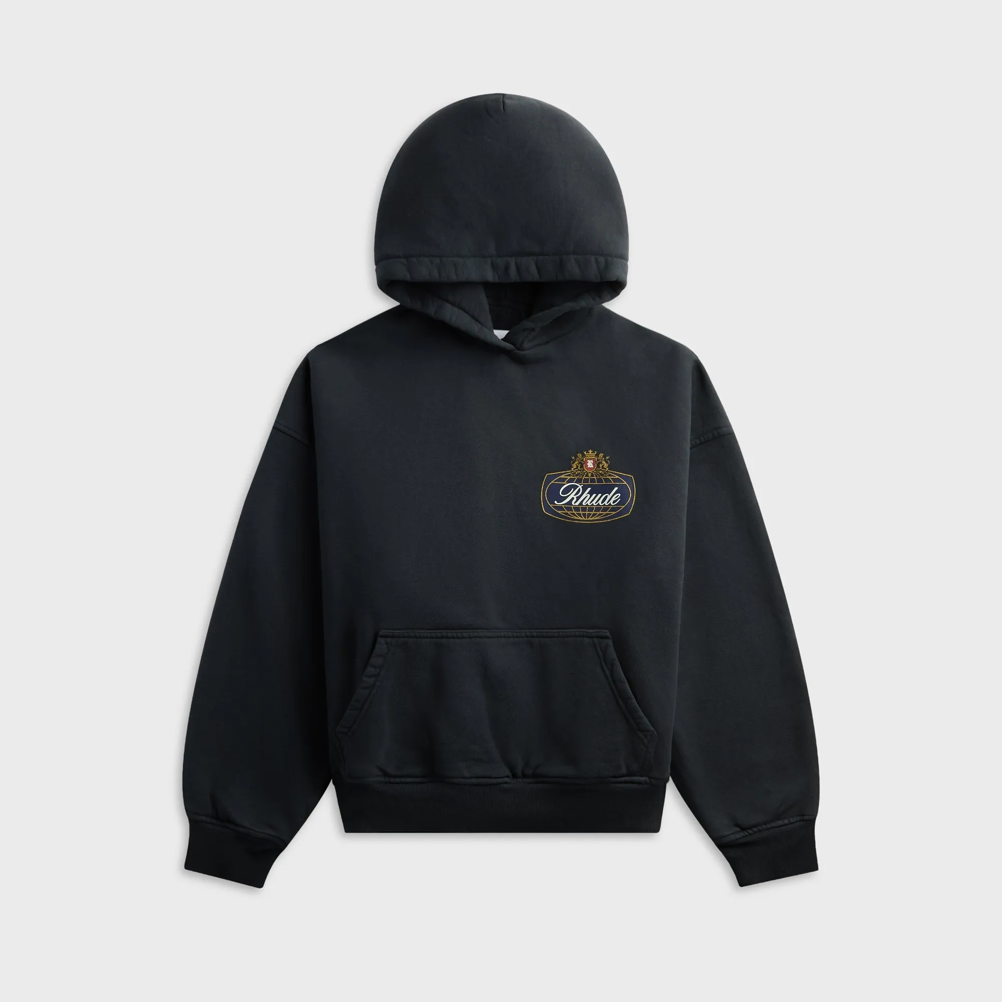 Rhude Crest Hoodie - Vintage Black / Blue / Red sold by Kith