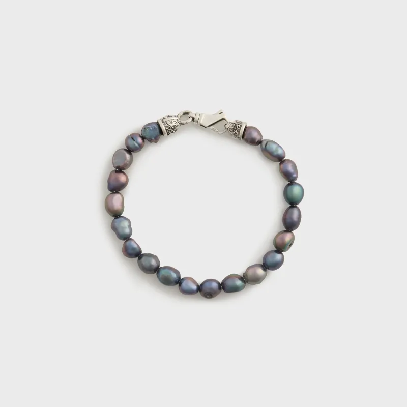 Emanuele Bicocchi Small Black Baroque Pearl Bracelet - Silver made by Kith