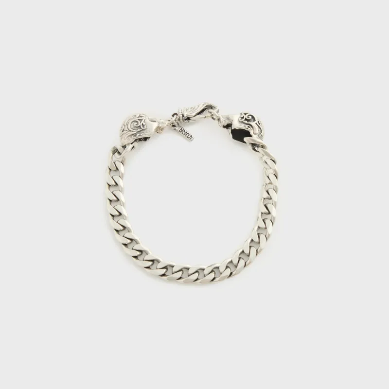 Emanuele Bicocchi Large Flourish Skull Chain Bracelet - Silver made by Kith