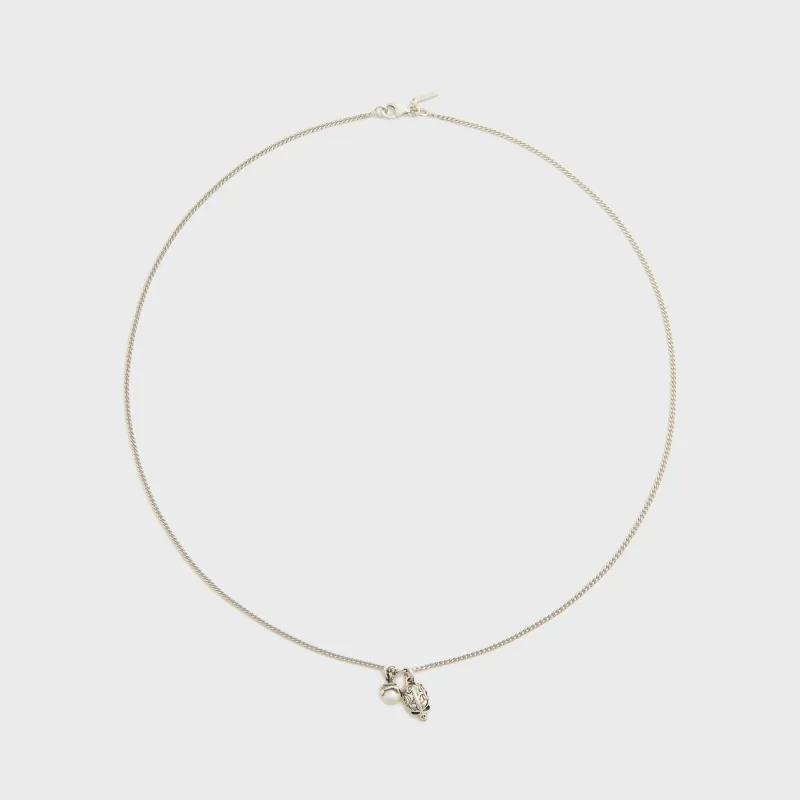 Emanuele Bicocchi Flourish Skull Pearl Necklace - Silver made by Kith