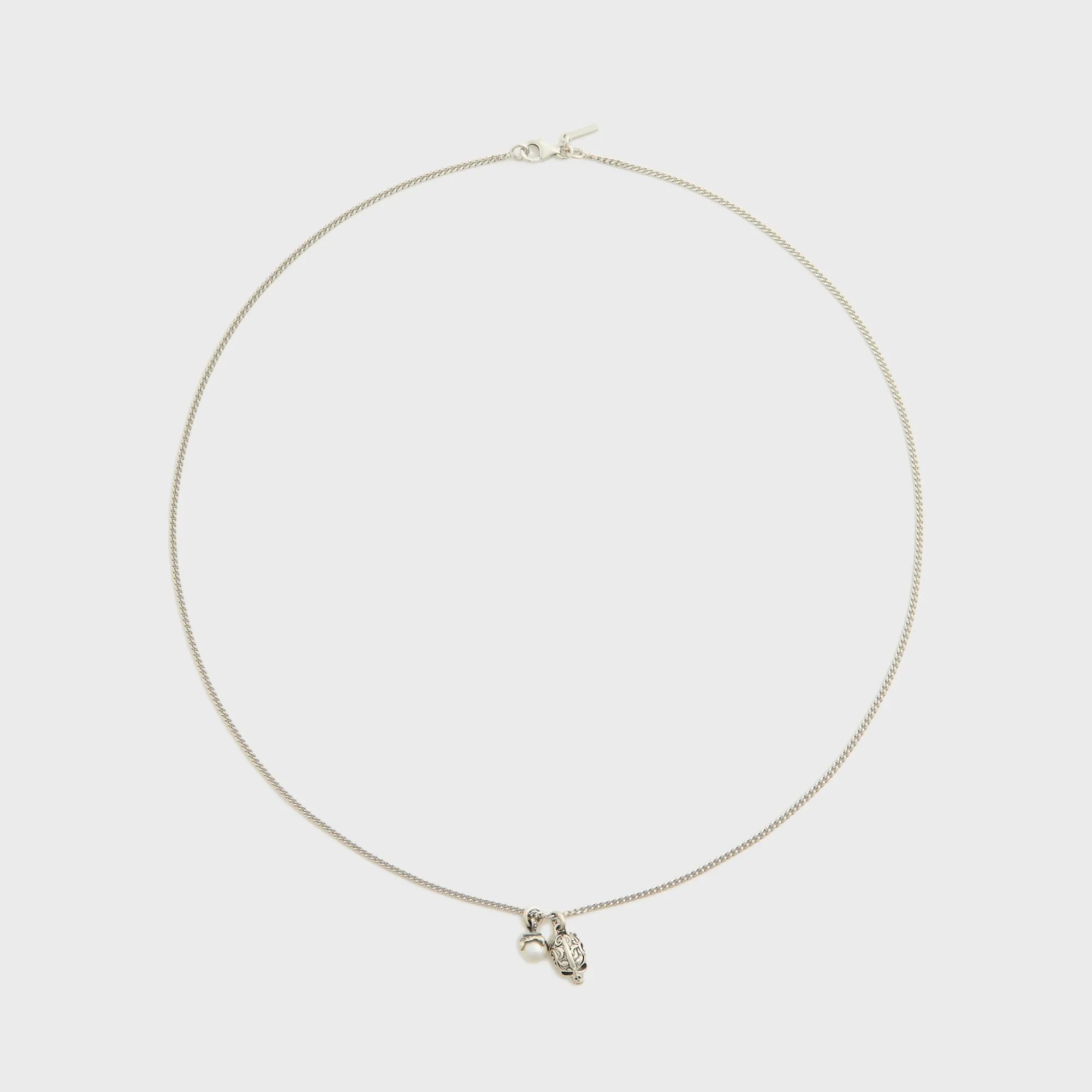 Emanuele Bicocchi Flourish Skull Pearl Necklace - Silver sold by Kith
