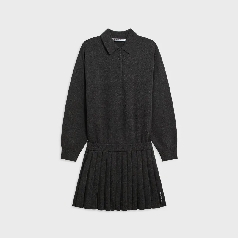 Alexander Wang Heatpressed Skirt Long Sleeve Polo Dress - Graphite made by Alexander Wang