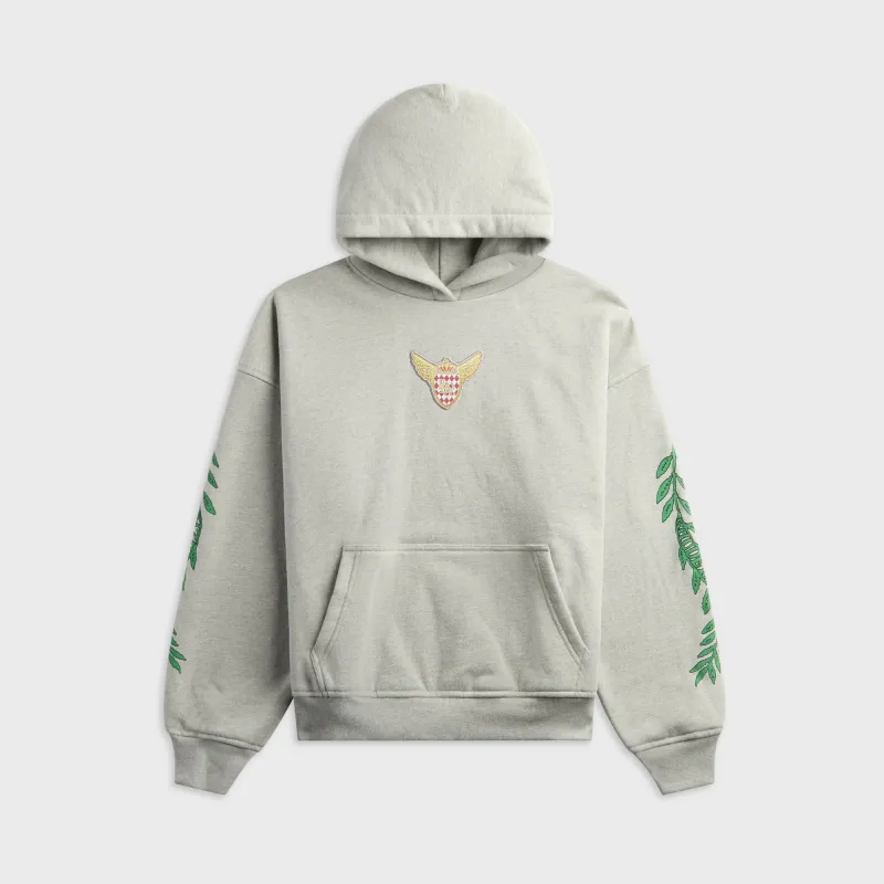 Rhude Tripoli Rally Team Zip-Up Hoodie - Heather Grey / Green / Blue made by Rhude