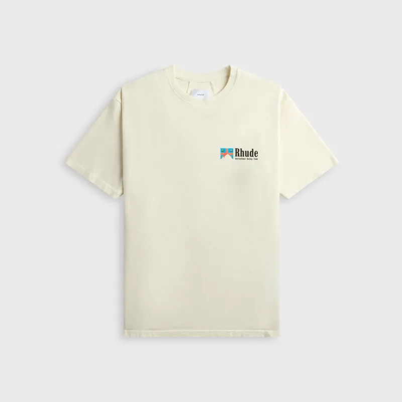 Rhude Clermont-Ferrand Intl Racing Tee - Vintage White / Black made by Rhude