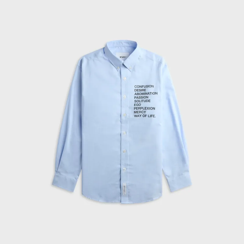 WTAPS BD 01 Long Sleeve CTPL. Oxford. RF Shirt - Blue made by WTAPS