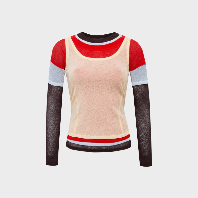 Siedres Mel Color Blocked Layered Mesh Long Sleeve Top - Multi made by Siedres