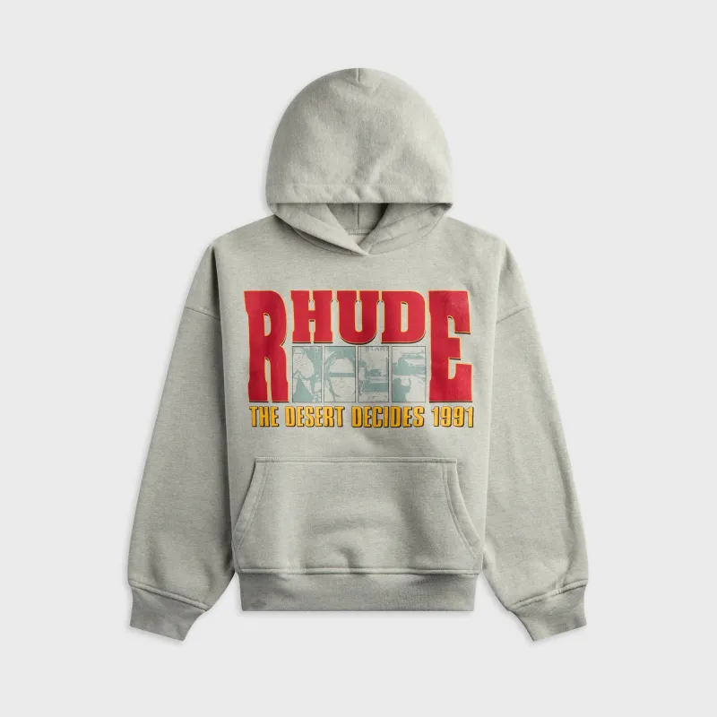 Rhude The Desert Decides Hoodie - Heather Grey / Red made by Rhude