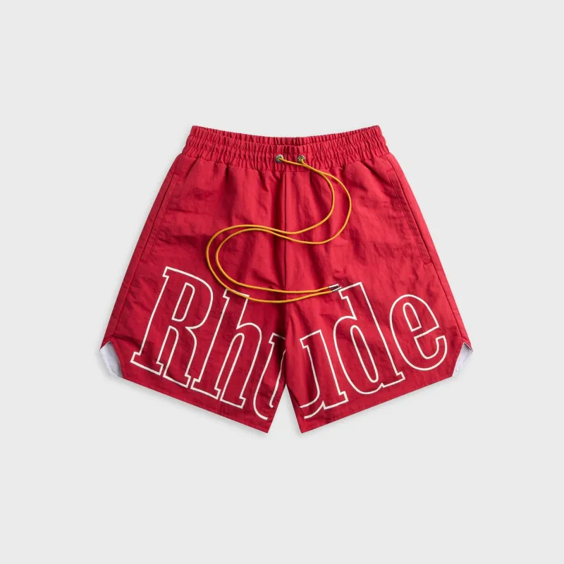 Rhude Logo Track Short - Red / White made by Rhude