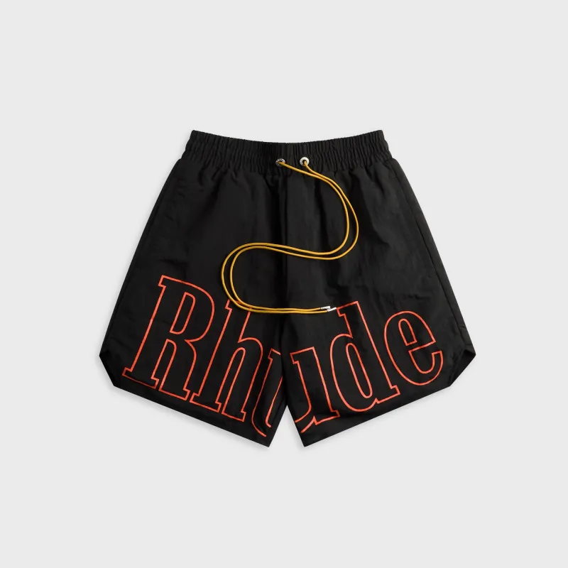 Rhude Logo Track Short - Black / Orange made by Rhude
