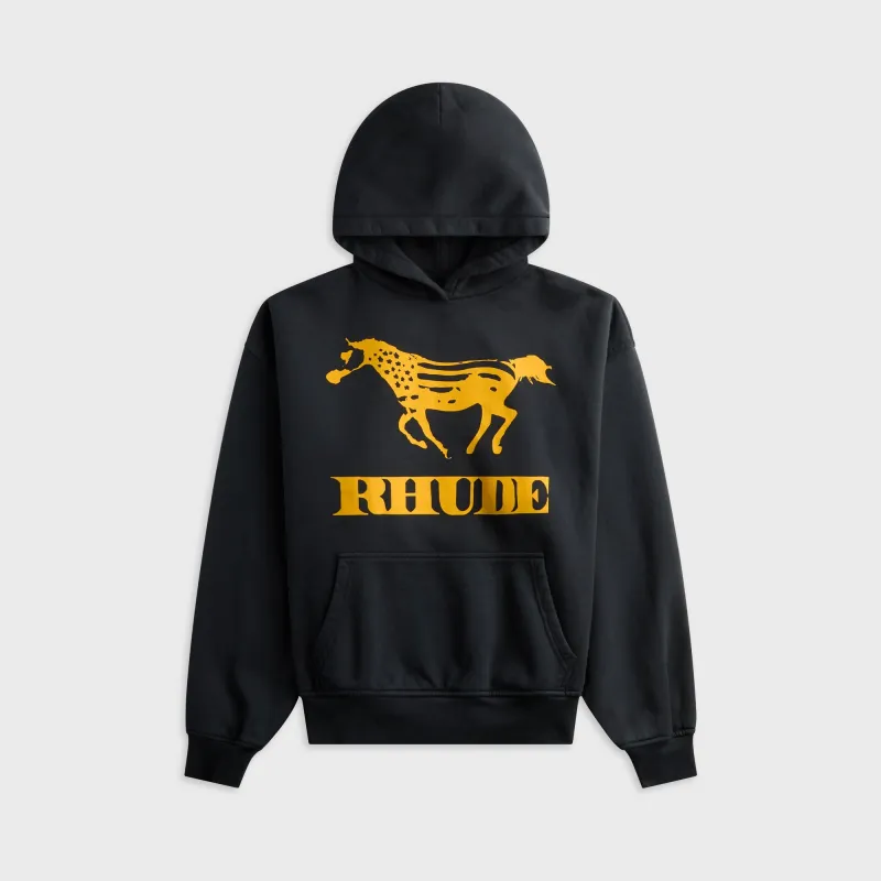 Rhude Dinero Hoodie - Vintage Black / Yellow made by Rhude