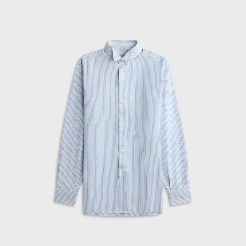 Maison Margiela Striped Cotton Shirt - Pinstripe White / Light Blue made by Maison Margiela