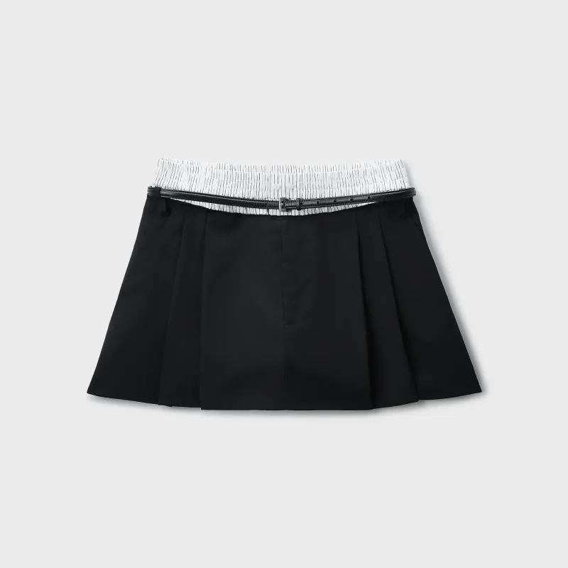 Alexander Wang Mid-Rise Layered Boxer Tailored Pant Short - Black / White Pinstripe made by Alexander Wang