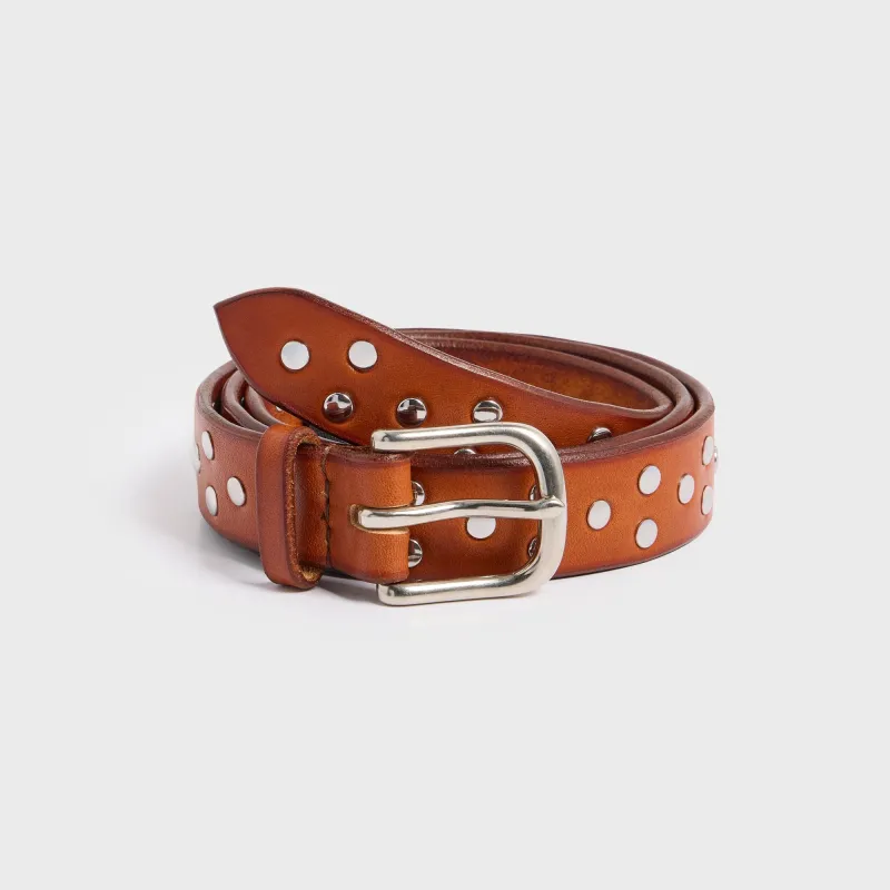 Maximum Henry Double Studded Slim Standard Belt - Dark Brown made by Maximum Henry
