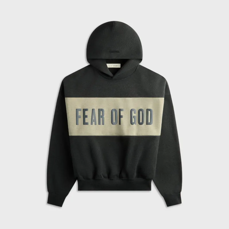 Essentials Cropped Relaxed Paneled Hoodie - Iron Grey Heather / Seal Heather made by Essentials