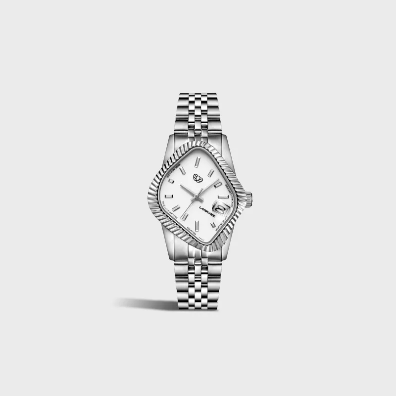 LAARVEE Silver Precision Steel - Fluted Bezel / White Dial made by Kith